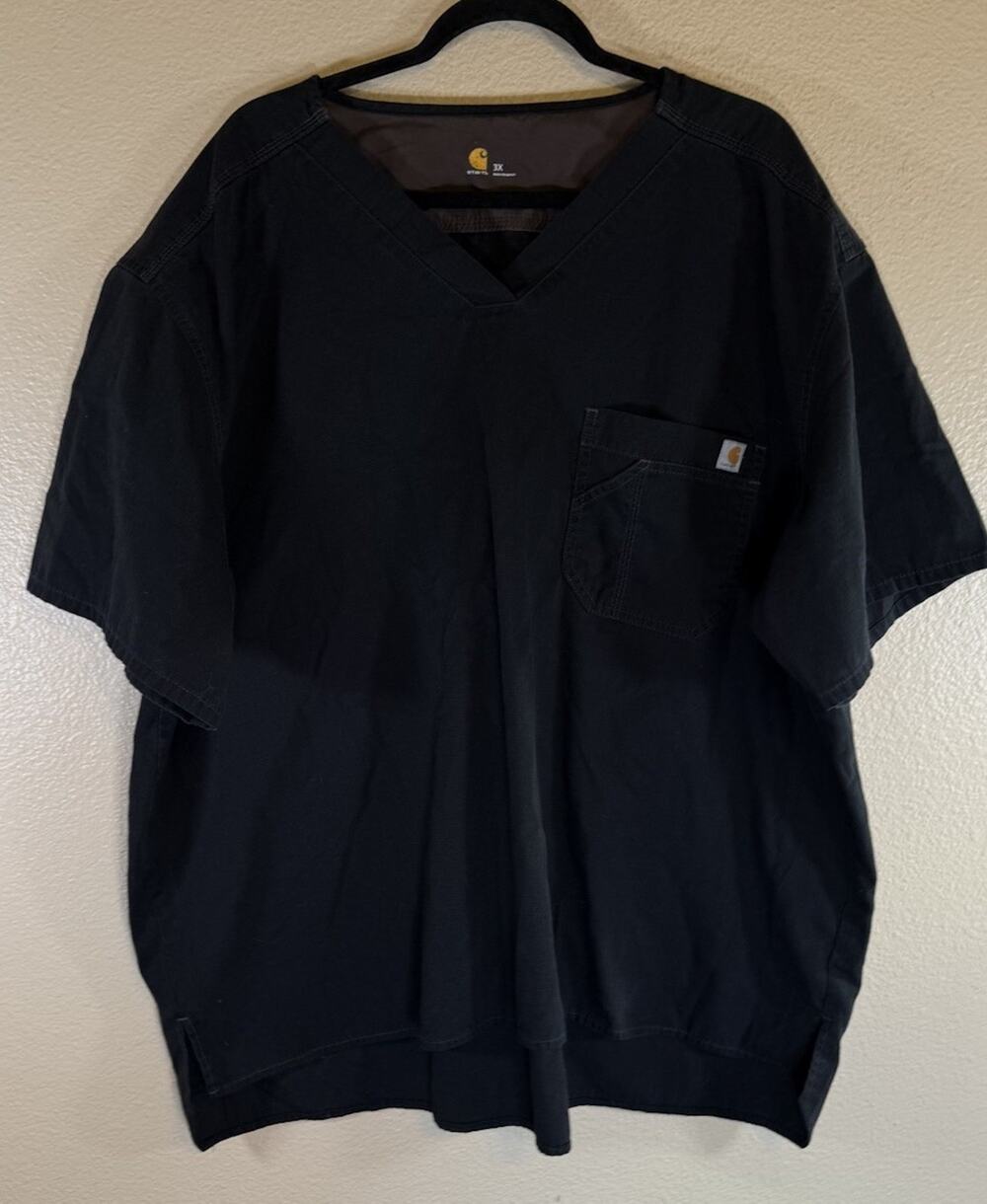 Carhartt Men's 3X Ripstop Scrub Top Classic Fit Black Pocket Shirt